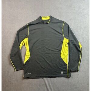 Nike Pro Combat Shirt Hyperwarm Fitted Mens XXL Gray and Yellow Dri Fit